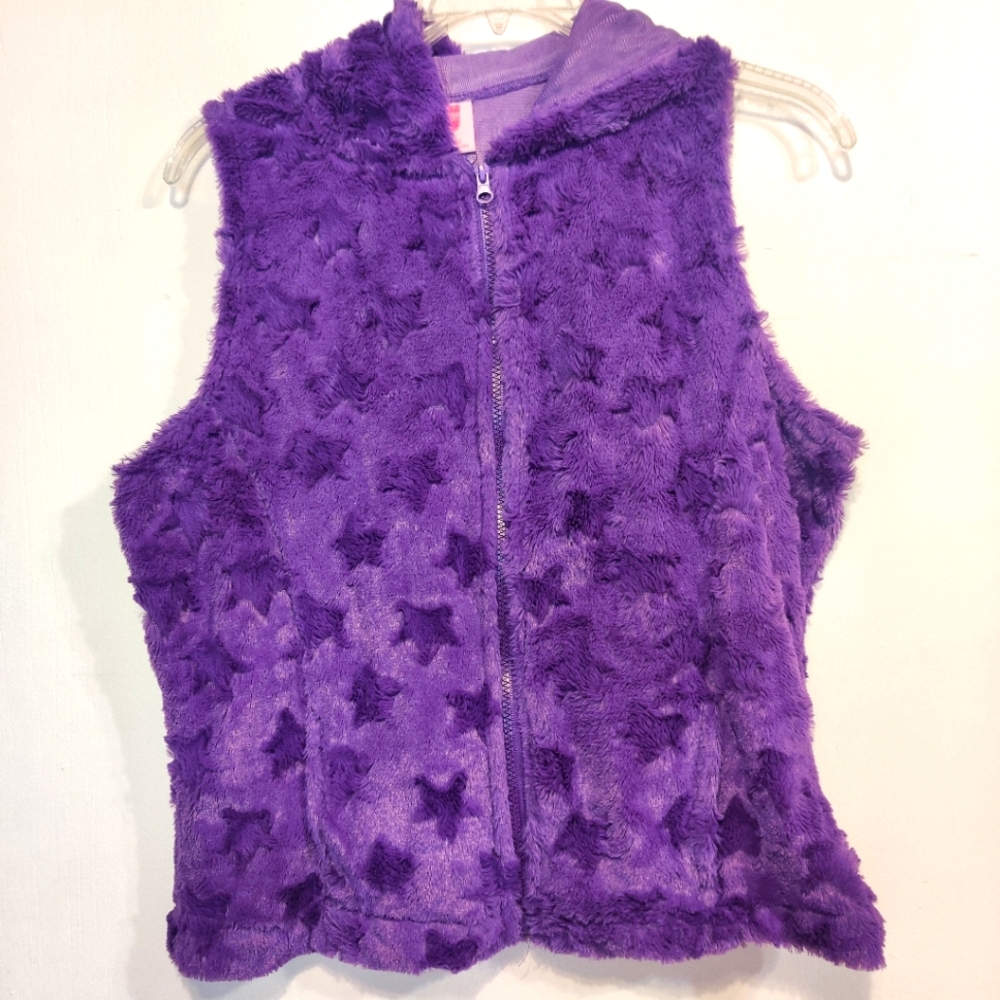 Beverly Hills Princess Girls Hooded Star Purple Vest L